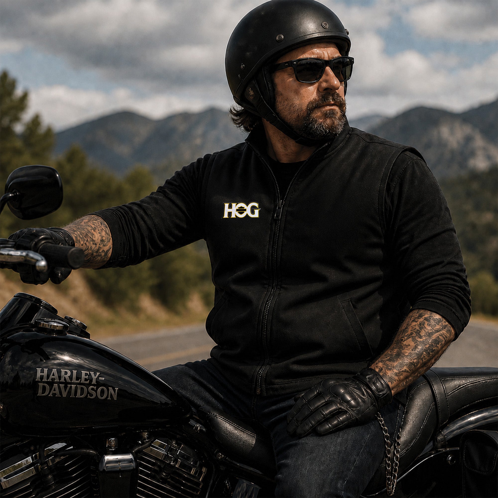 Black Gilet/Rider Coat H.O.G Patch